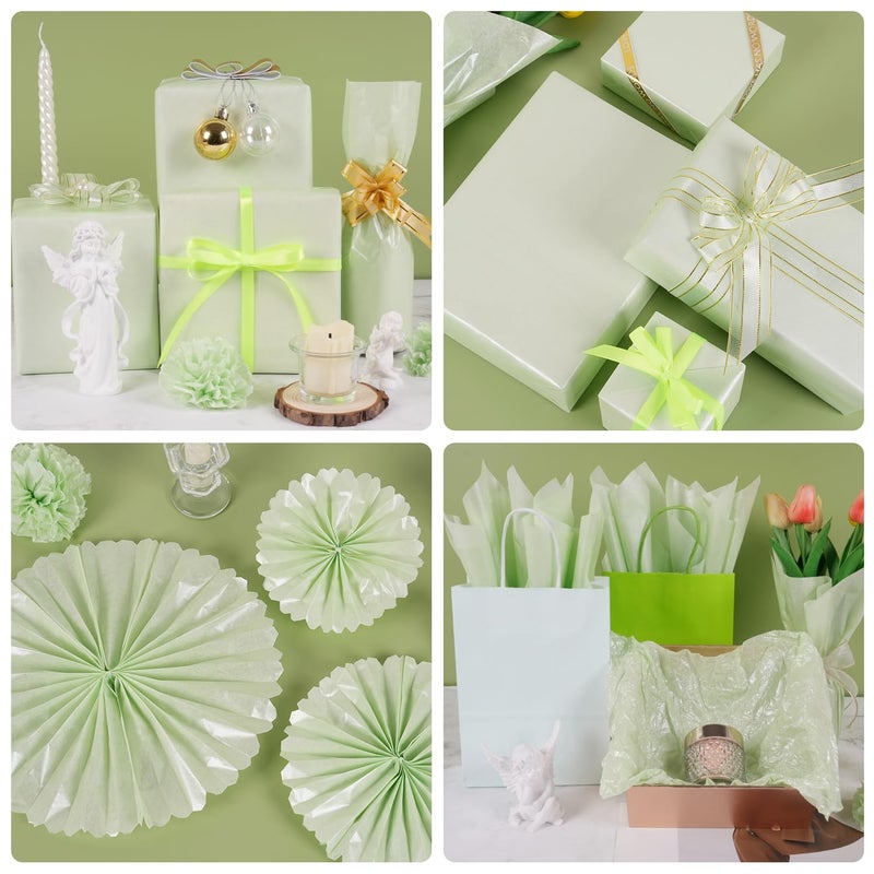 RUIFUN 60 Sheets 20""X14"" Metallic Green Tissue Paper  Mint Green Tissue Paper Bulk for Gift Bags Crafts Packaging Wrapping  Pearlescent Shimmer Wrapping Tissue Paper for Birthday Baby Shower Wedding - Image 4